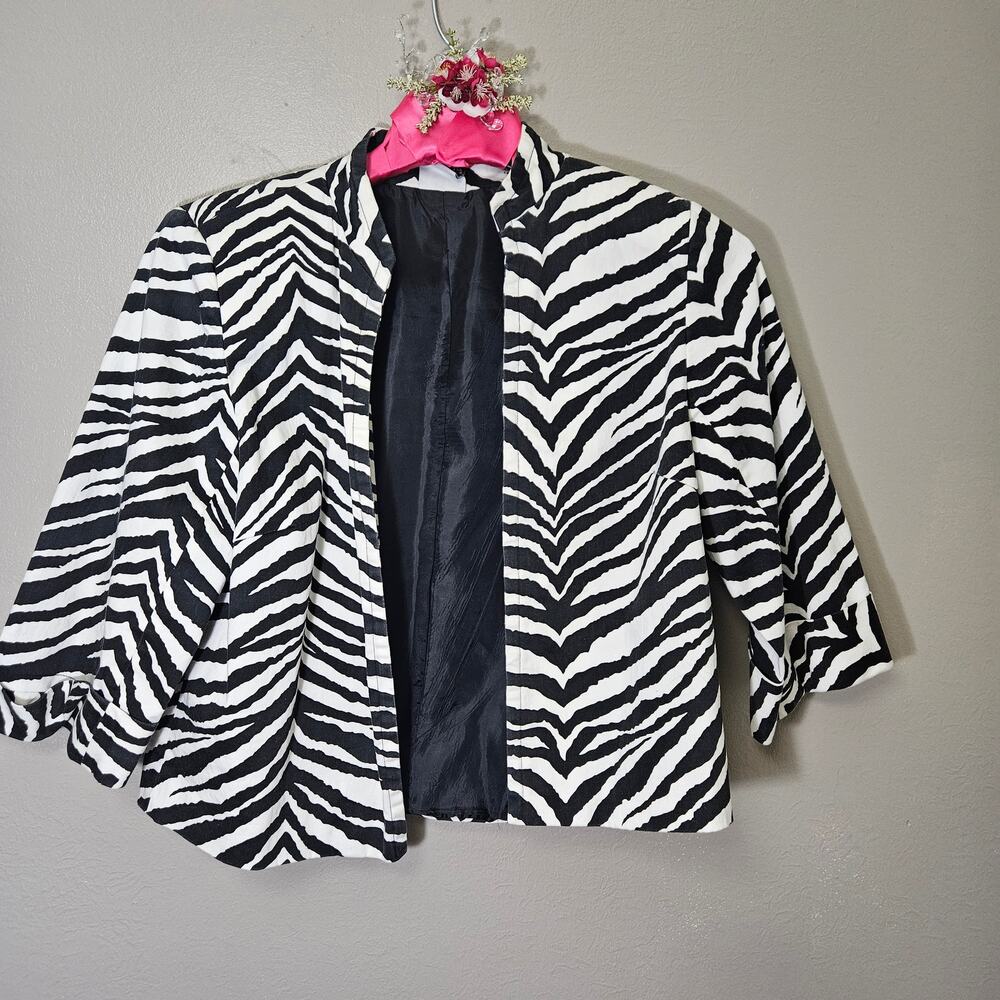 Trending Y2K Studio ZebraPrint OpenFront Cropped Jacket M IndieSleaze Maximalist